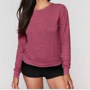 Spiritual Gangster Maroon Crew Neck With Rose Gold Specks Size M